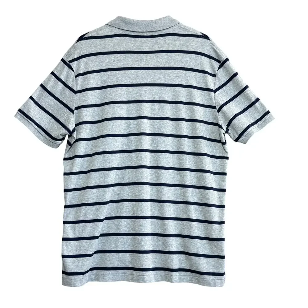 Polo Ralph Lauren Mens Gray Striped Collared Short Sleeve‎ Polo Shirt Size XL